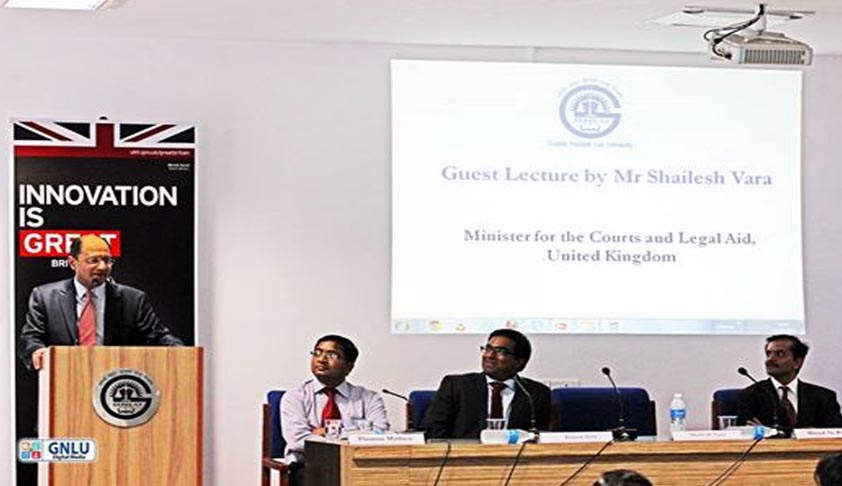 UK Minister for Courts addresses GNLU Students