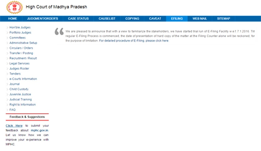 MP Lawyers can file Cases Online MP Lawyers can file Cases Online