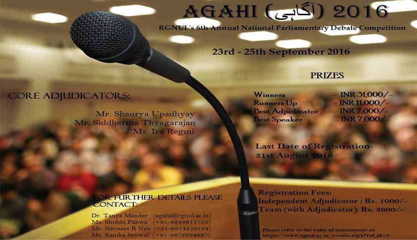 RGNUL Patiala’s Parliamentary Debate ‘AGAHI’