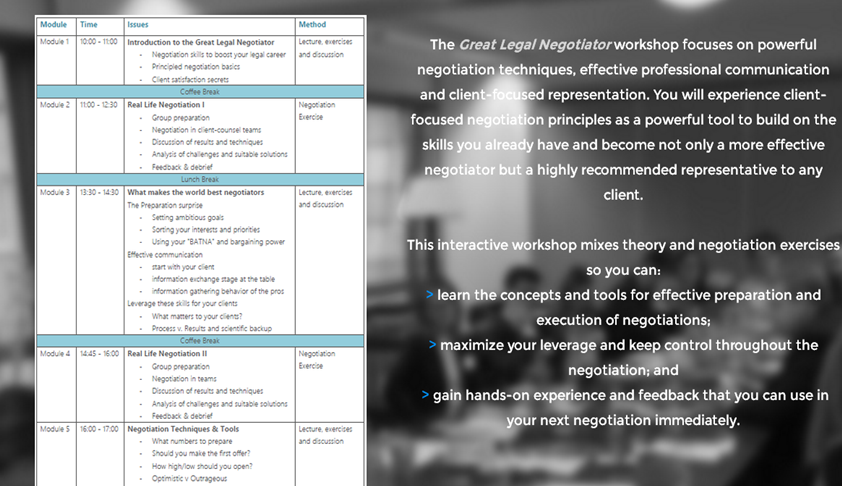 Negotiation Workshop by Dr. Claudia Winkler , LL.M. (Harvard)
