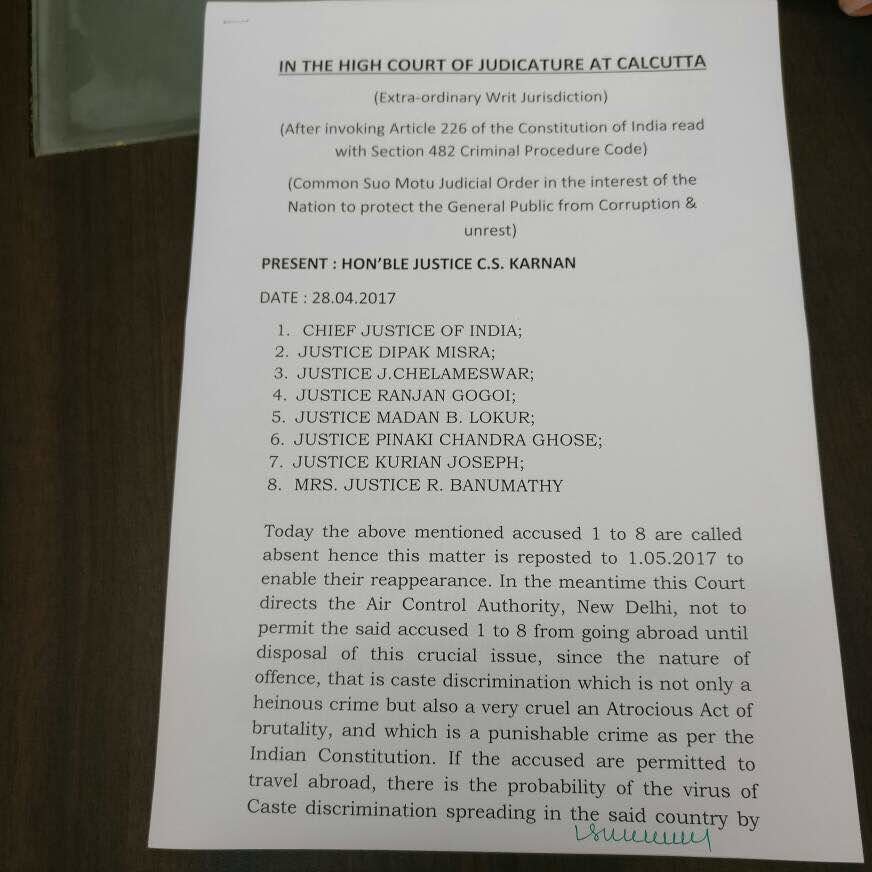 Don’t Permit 8 SC Judges To Travel Abroad: Justice Karnan ‘Directs’ Air Control Authority [Read Order]