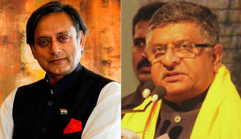 Shashi Tharoor Issues Legal Notice Against Law Minister Ravi Shankar Prasad For Calling Him Murder Accused [Read Notice]