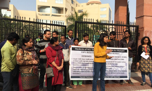 Lack Of Accountability Towards Well-Being Of Workers: NLUD Workers-Students Solidarity Group Turns Down Offer For Alternate Employment Of Former Housekeeping Staff