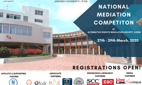 1st National Mediation Competition At Symbiosis Law School, Hyderabad,27th – 29th March, 2020
