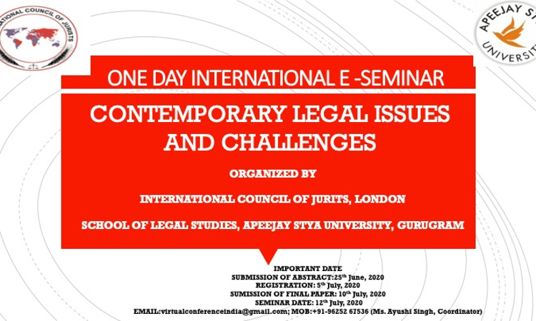 Call For Papers: ICJ London & Appejay Stya Universitys Seminar On Contemporary Legal Issues [12th July]