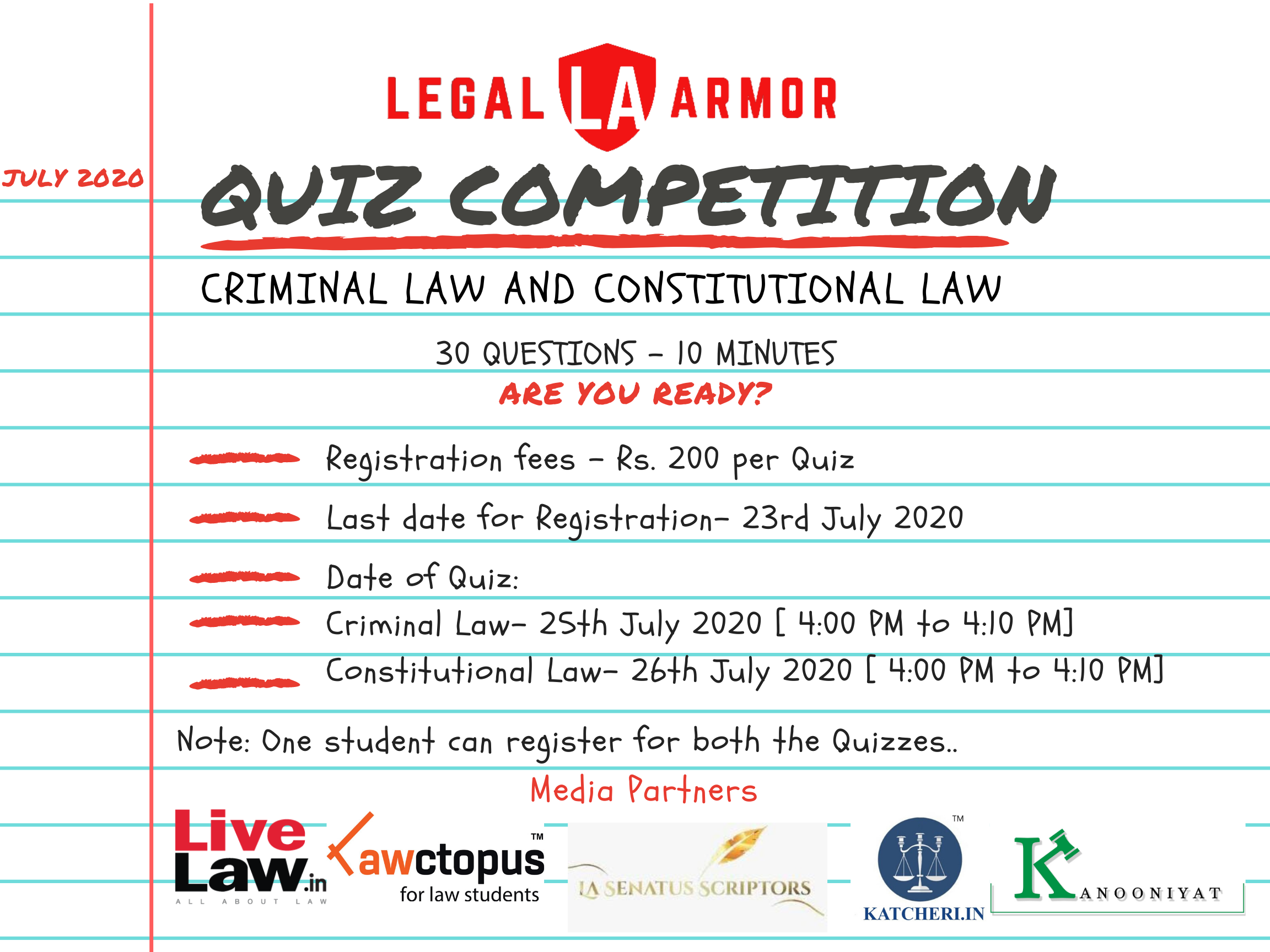 Legal Armors Online Quiz Competition: Constitutional & Criminal Laws