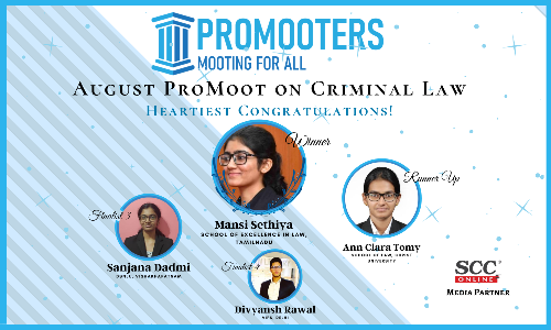 Winners of the August 2020 Criminal Law ProMoot