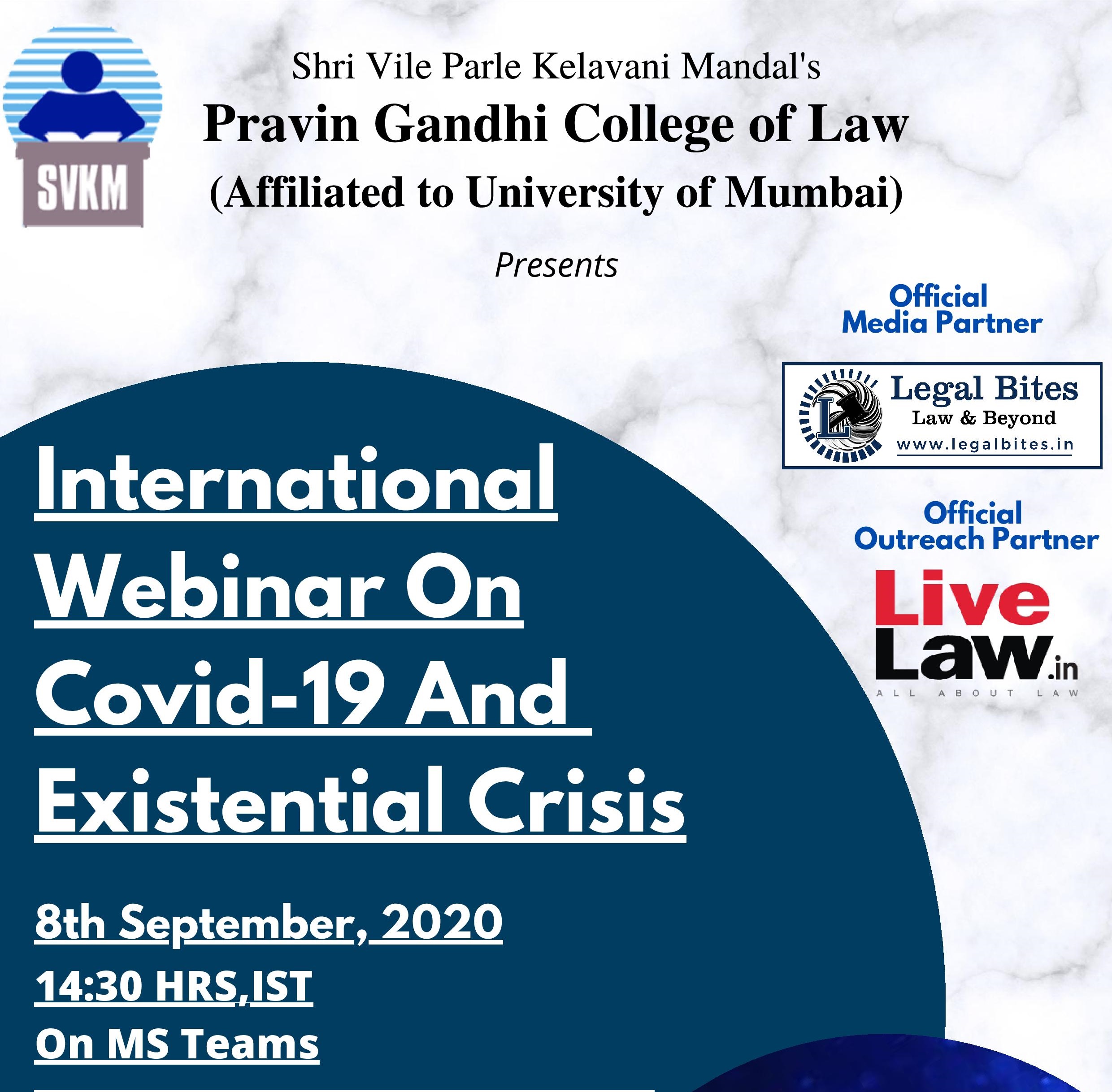 Pravin Gandhi Colleges International Webinar On COVID-19 [8th Sept]