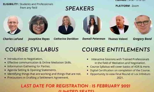 Interactive Certificate Course By V.M Salgaocar College Of Law – Lex Infinitum: Register By 15th Feb 2021