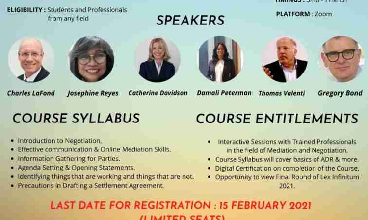 Interactive Certificate Course By V.M Salgaocar College Of Law – Lex Infinitum: Register By 15th Feb 2021 Interactive Certificate Course By V.M Salgaocar College Of Law – Lex Infinitum: Register By 15th Feb 2021