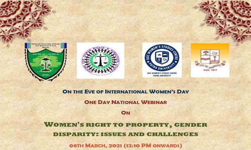 One Day National Webinar On Womens Right To Property, Gender Disparity: Issues And Challenges [Register By 8th February 2021]