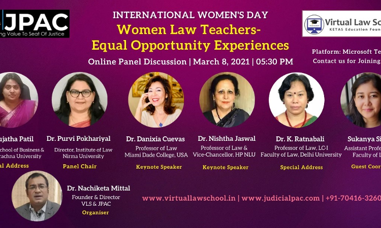 Online Panel Discussion On Women Law Teachers: Equal Opportunity Experiences [8th March, 2021]