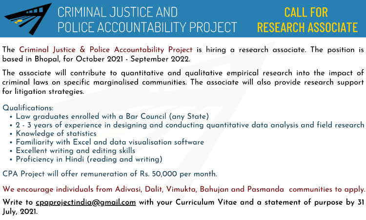 CPA Project - Research Associate Vacancy