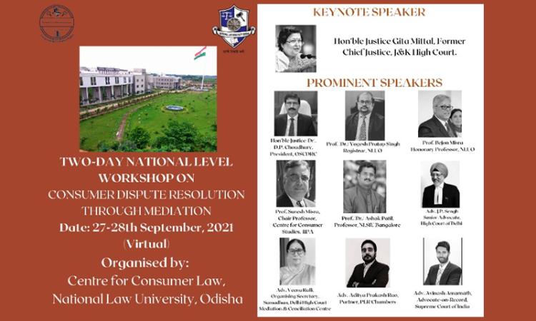 NLUO: Two-Day Workshop on Consumer Dispute Resolution through Mediation [27-28 September 2021]