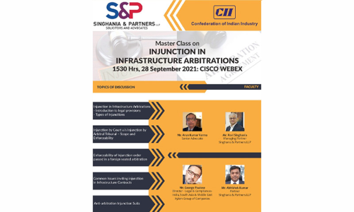 Webinar: Hear Legal Practitioners On Injunctions In Infrastructure Arbitrations [28 September 2021]