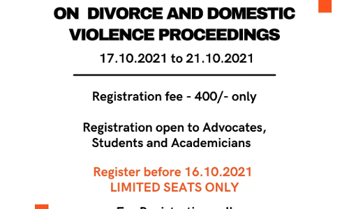Legal Expatiate: 5 Days Online National Advanced Workshop On Divorce And Domestic Violence Proceedings [Register By 16.10.2021] [Limited Seats Only]