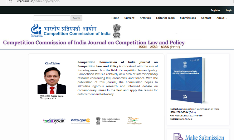 Call For Papers: Competition Commission Of India Journal On Competition Law And Policy (ISSN: 2582-838X)
