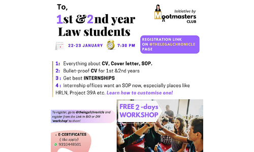 The Legal Chronicle: Free Workshop On Drafting CV, CL & SoP [Jan 22-23, 2022]