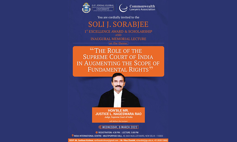 Soli J. Sorabjee 1st Excellence Award & Scholarship And Inaugural Memorial Lecture [9 March 2022]