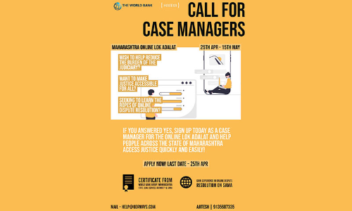 Call for Mediators and Case Managers For Online Lok Adalat : Maharashtra State Legal Services Authority, World Bank and SAMA