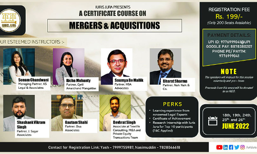 Iuris Jura: Certificate Course On Mergers & Acquisitions Iuris Jura: Certificate Course On Mergers & Acquisitions