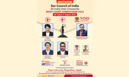 Bar Council Of India In Association With NIMS School Of Law: All India University Moot Court Competition, 2022