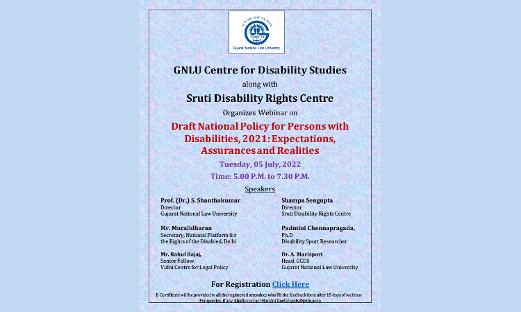 Webinar – Draft National Policy For Persons With Disabilities, 2021: Expectations, Assurances And Realities [05 July, 2022]