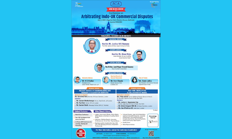 International Conference Cum Roadshow: Arbitrating Indo-UK Commercial Disputes [July 5, 2022]