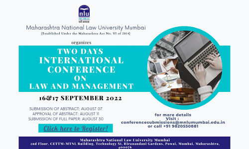 MNLU Mumbai Organizes Two Days International Conference On Law And Management [Sept16 & 17, 2022]