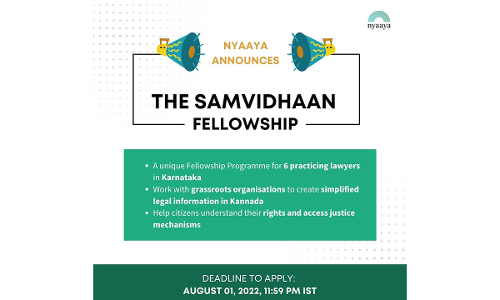 Call For Applications: The Samvidhaan Fellowship In Karnataka (2022-23) [Making Justice Mechanisms Accessible]