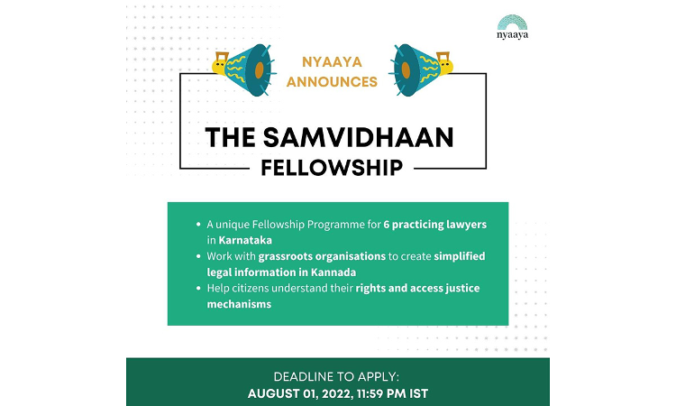 Call For Applications: The Samvidhaan Fellowship In Karnataka (2022-23) [Making Justice Mechanisms Accessible]