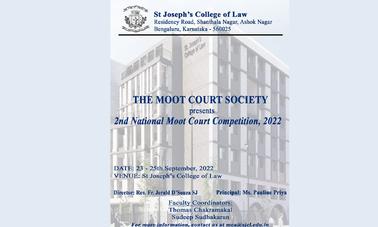 St. Josephs College Of Law, Bengaluru: National Moot Court Competition [Register By 29th August 2022]