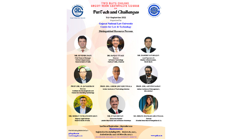 GNLU: Certificate Course On Fin Tech And Challenges [3rd & 4th September 2022]