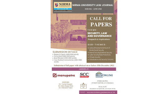 Nirma University: NULJ Invites Submission On Security, Law And Governance: Prospects And Implications
