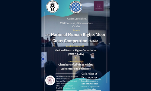 Xavier Law School, XIM University: First Edition Of The National Human Rights Moot Court Competition [Register By 25th Nov]