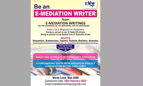 Call For Articles: Indias 1st E-Magazine on Mediation By E-Mediation Writings [Submit By 28th February]