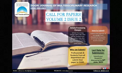Call For Papers: Doon Journal Of Multidisciplinary Research [Vol 2, Issue 2, E-ISSN: 2583-2581, Indexed Journal] [Submit By June, 30]