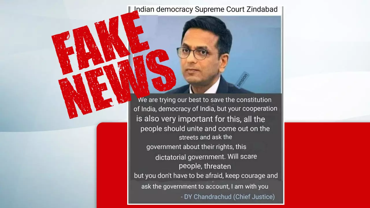 Supreme Court Issues Alert About Fake News Falsely Quoting CJI; Says Legal Action Being Taken Supreme Court Issues Alert About Fake News Falsely Quoting CJI; Says Legal Action Being Taken