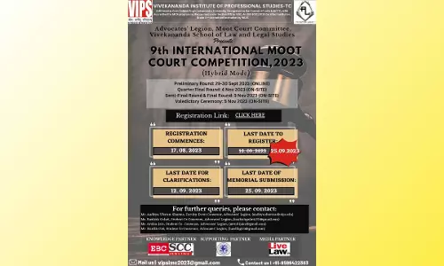 9th International Moot Court Competition, 2023 By VIPS, New Delhi [Prize Rs 25K++; Hybrid Mode][Register By Sept 25th]