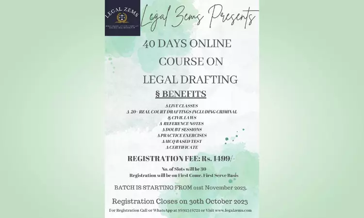 [Advt.]Legal Zems : Online Course On Legal Drafting 2023