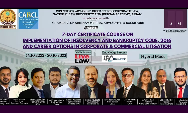 [Advt.] NLUJAA In Association With Chambers Of Abhinav Mishra: Certificate Course On Implementation Of Insolvency And Bankruptcy Code 2016