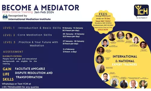 YCMs International Mediation Institute Recognised Mediation Training [Jan-Feb 2024]