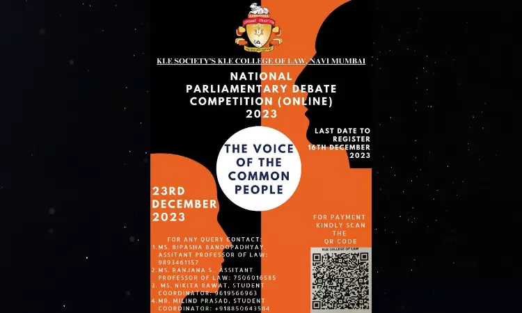 KLE College of Law: National Parliamentary Debate Competition (Online)  [23rd December]
