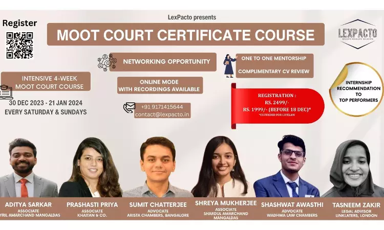 [Advt.]LexPacto: Moot Court Certificate Course [30th Dec 2023 - 21Jan 2024]