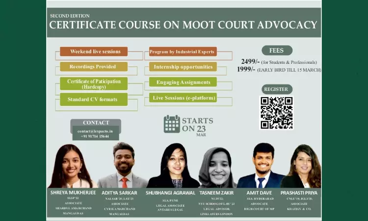 Lex Pacto: Certificate Course On Moot Course Advocacy [23rd March To 14 April]