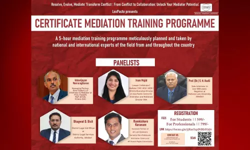 Lex Pacto:1st Virtual National Mediation Competition Cum Certified Training Program
