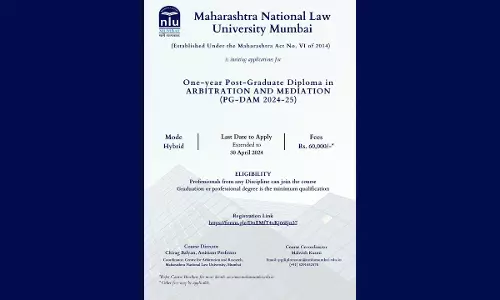 MNLU Mumbai Invites Applications For Admission To One- Year PG Diploma In Arbitration And Mediation [Apply By April 30th]