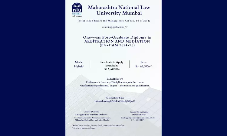 MNLU Mumbai Invites Applications For Admission To One- Year PG Diploma In Arbitration And Mediation [Apply By April 30th]