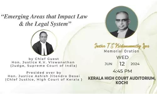 Emerging Areas That Impact Law And The Legal System: Supreme Court Justice KV Viswanathan To Deliver Justice TS Krishnamoorthy Iyer Memorial Speech Emerging Areas That Impact Law And The Legal System: Supreme Court Justice KV Viswanathan To Deliver Justice TS Krishnamoorthy Iyer Memorial Speech