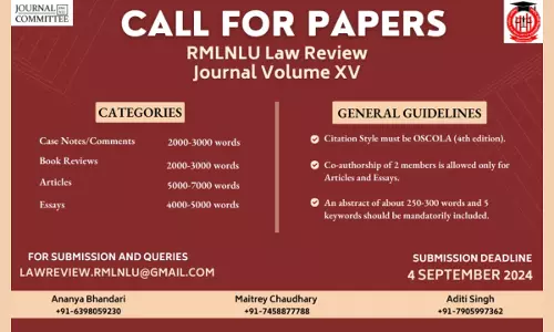 Call For Papers By RMLNLU Law Review Volume XV [2024-25]